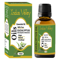 Indus Valley 100% Pure Natural & Organic, Undiluted Eucalyptus Essential Oil with Glass Dropper for Skin, Hair Care -15ml