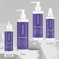 Be Bodywise Keratin Hair Fall Control Shampoo & Conditioner | Ultra Smoothing Shampoo + Conditioner with Niacinamide, Biotin, Argon Oil, Shea Butter & Caffeine | Paraben & SLS free, 450ml.