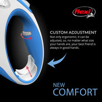 FLEXI New Comfort Retractable Dog Leash (Tape), Ergonomic, Durable and Tangle Free Pet Walking Leash for Dogs Up to 132 lbs, 16 ft, Large, Blue/Pastel Large - 16 ft