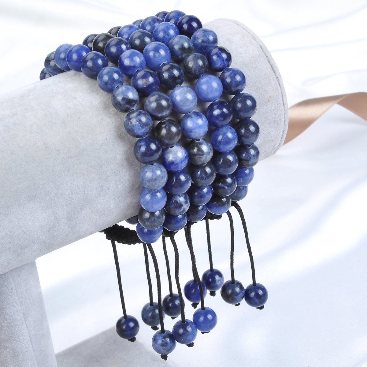 Massive Beads Natural Healing Power Gemstone Crystal Beads Unisex Adjustable Macrame Bracelets 8mm Blue Sodalite
