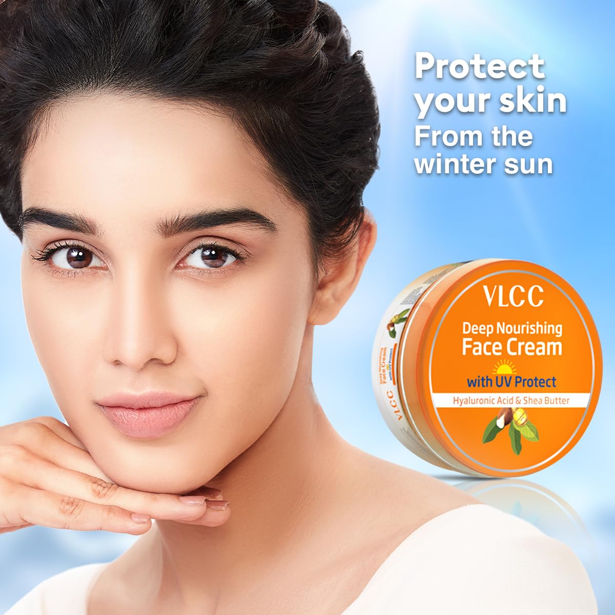 VLCC Deep Nourishing Face Cream with UV Protect - 200g | With Hyaluronic Acid & Shea Butter | UV Protection | Winter Skin Protection | Intense Moisturization & Nourishment