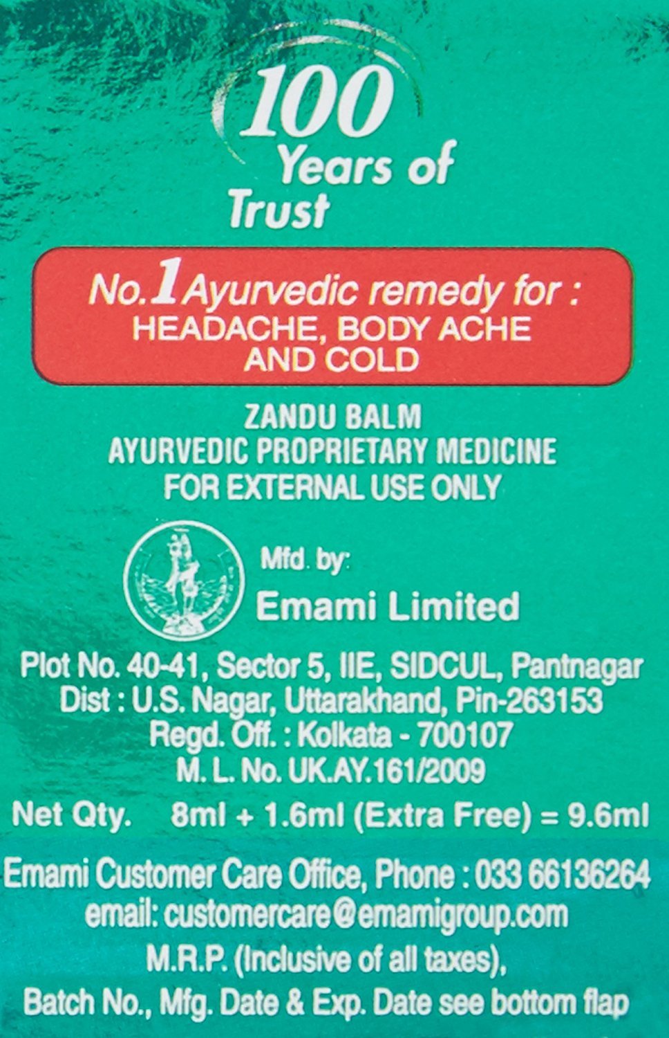 Zandu Balm (8 ml) Pack of 5