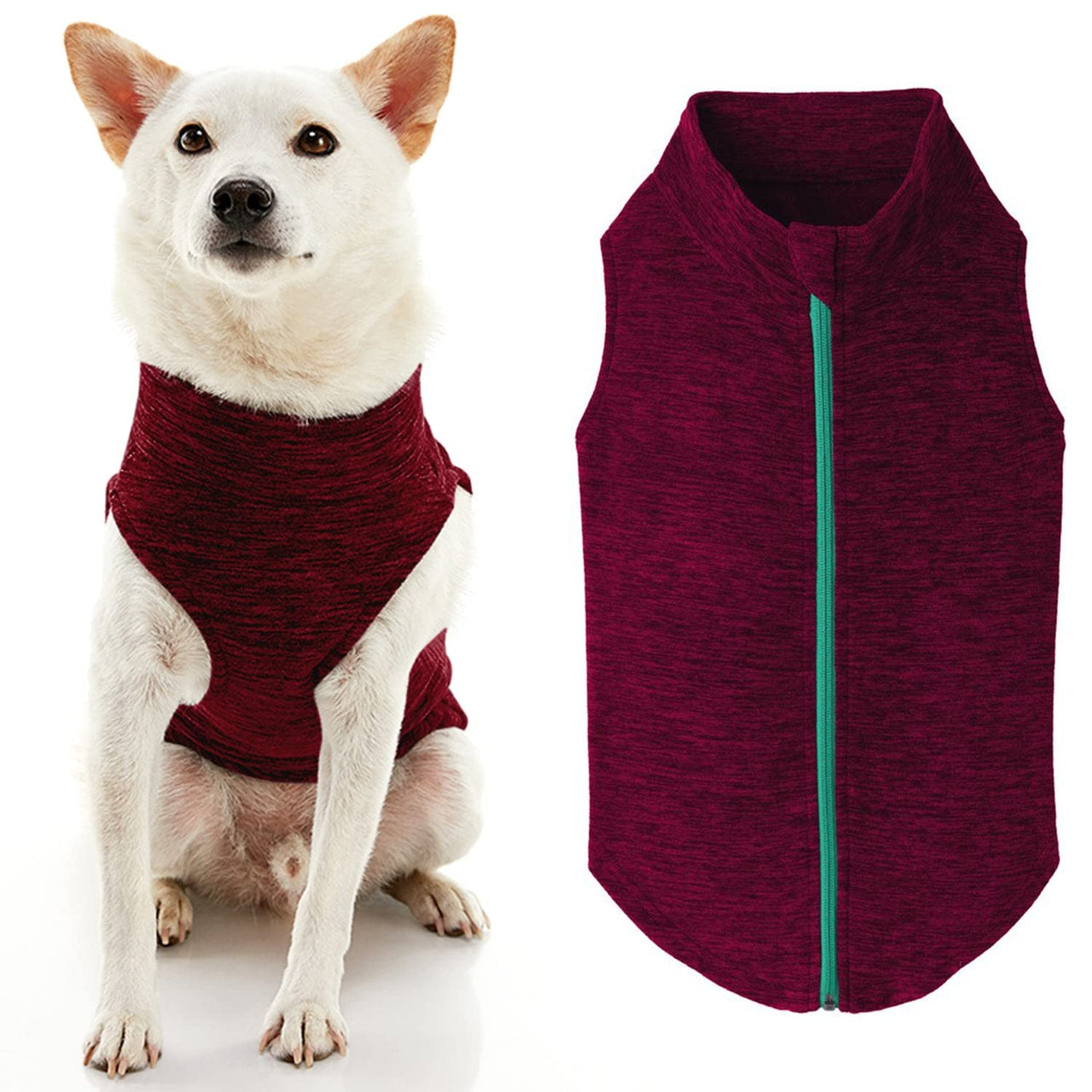 Gooby Zip Up Fleece Dog Sweater - Fuchsia Wash, 2X-Large - Warm Pullover Fleece Step-in Dog Jacket Without Ring Leash - Winter Small Dog Sweater - Dog Clothes for Small Dogs Boy and Medium Dogs 2X-Large chest (~25.5")