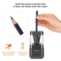 Basics Portable Electric Pencil Sharpener, Helical Blade, Auto Stop, Battery/USB Cord Operated, Black, 3.54 x 3.54 x 6.3 in