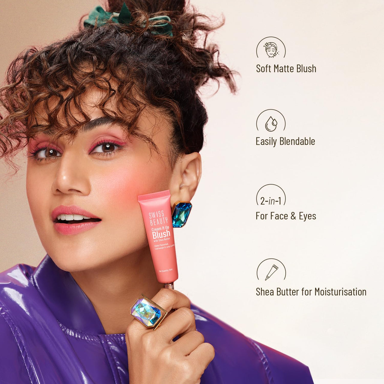 Swiss Beauty Cream It Up Blusher | Highly Pigmented | Long-lasting | Buildable & Blendable | All Skin Types | Shade - Natural Flush, 10ml