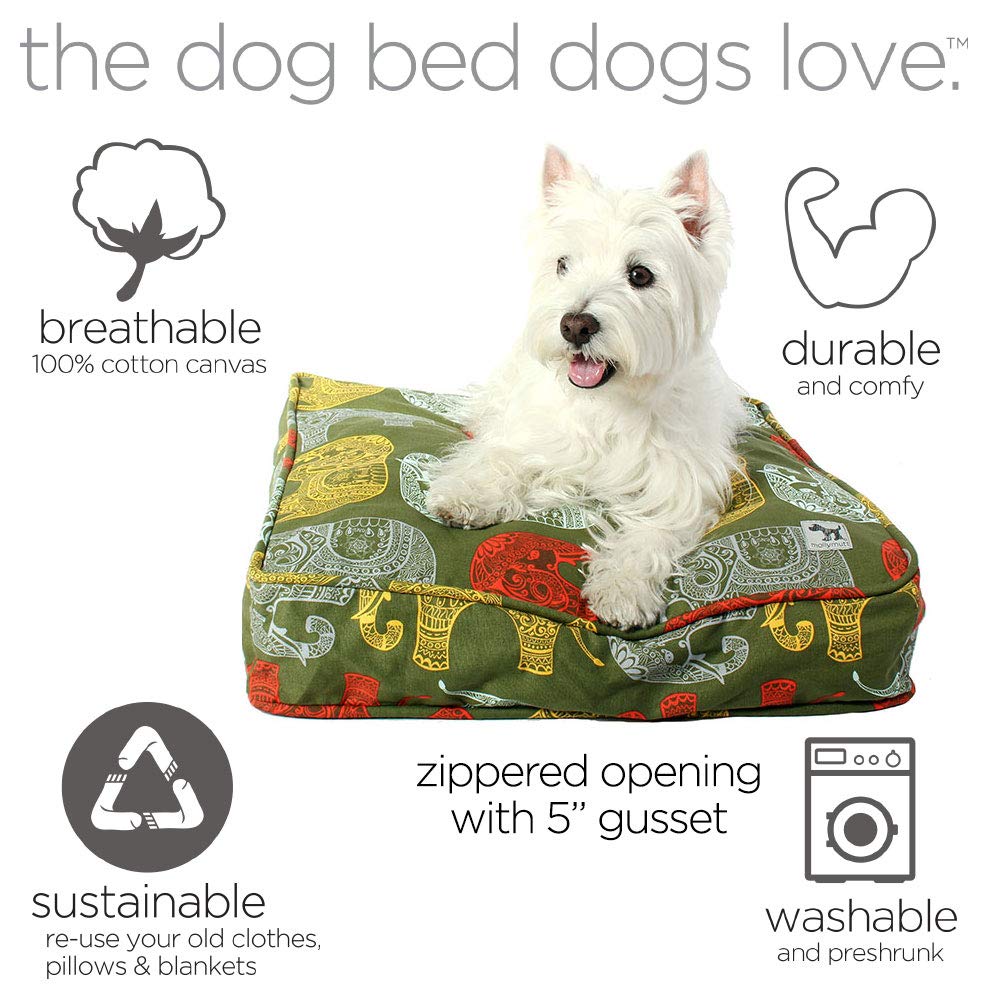 Molly Mutt Washable Dog Bed Cover, Cotton Dog Bed Cover, Dog Bed Cover, Small, Elephant Parade, dd63a