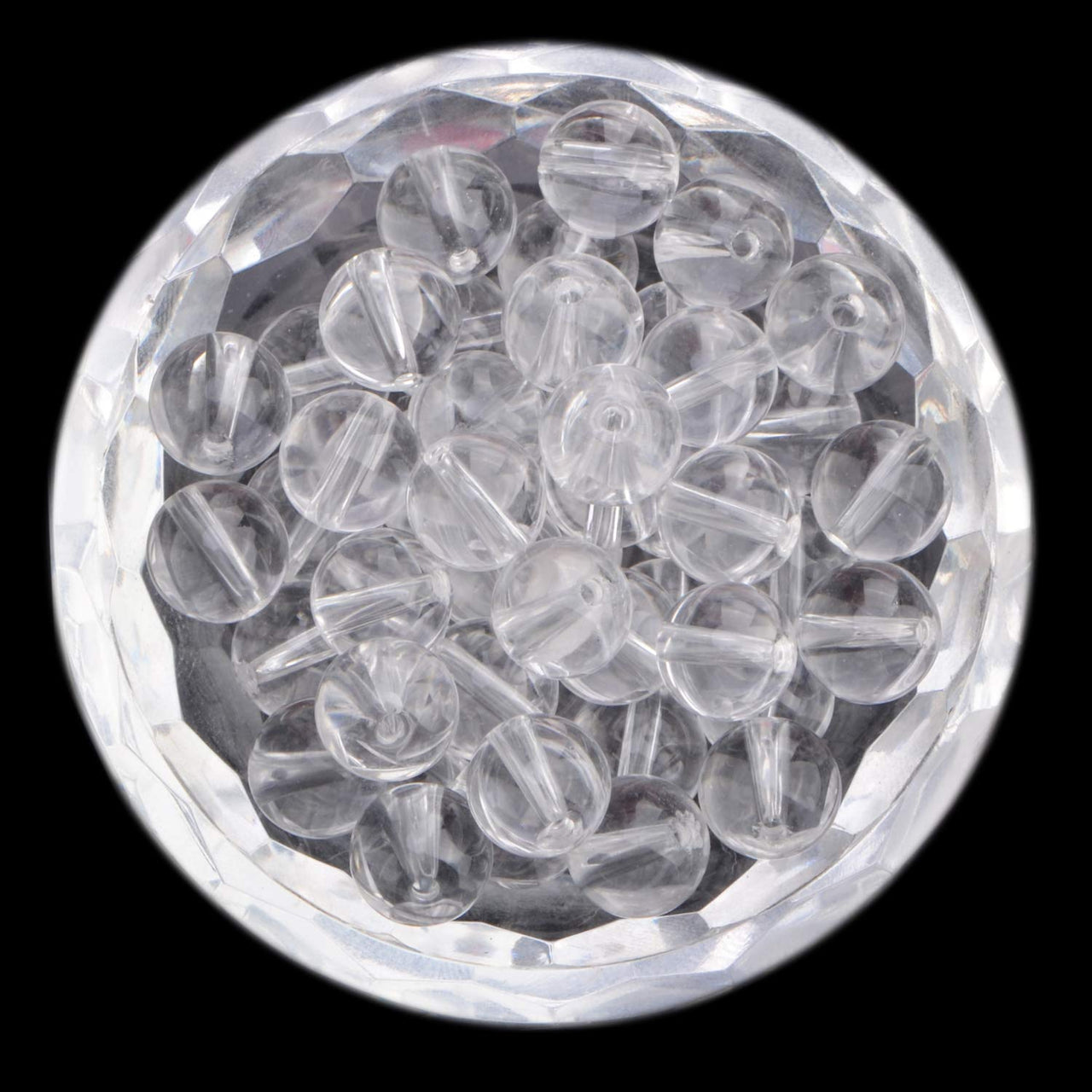 100Pcs Natural Crystal Beads Stone Gemstone Round Loose Energy Healing Beads with Free Crystal Stretch Cord for Jewelry Making (Clear Crystal, 8MM) Clear Crystal