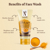 NutriGlow Natural’s Ubtan Face Wash for All Skin Types with Haldi, Chandan & Rose Water, 100g