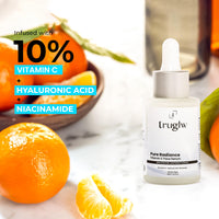 Truglw 10% Vitamin C Serum for Face, Hydrates Dry Skin with 1% Hyaluronic Acid, 5% Niacinamide, Brightens Dull Skin, Fades Dark Spots, Reduces Pigmentation, For Sensitive and Acne-Prone Skin - 30ml