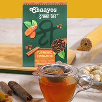 Chaayos Turmeric Cinnamon Green Tea | Turmeric Cinnamon Tea | Whole Leaf Loose Tea | Immunity Boosting - 100g [50 Cups] | Antioxidant Green Tea | Green Tea