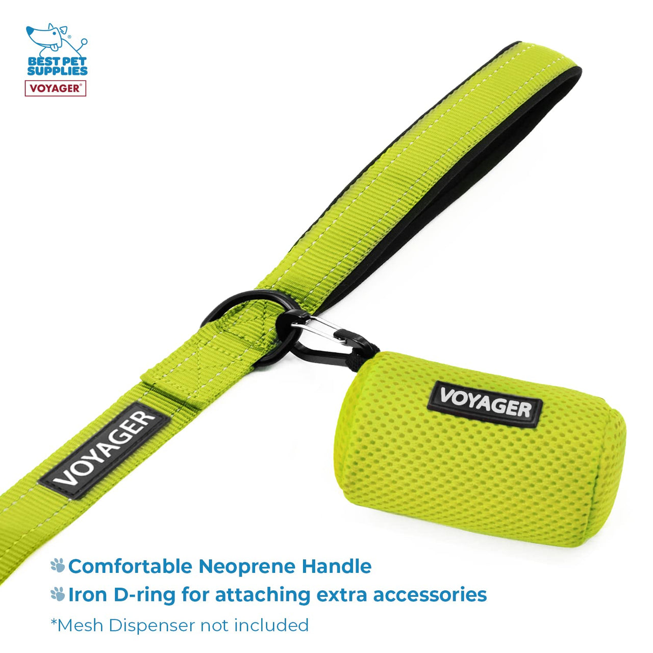 Voyager Step-in Air All Weather Mesh Harness and Reflective Dog 5 ft Leash Combo with Neoprene Handle, for Small, Medium and Large Breed Puppies by Best Pet Supplies - Set (Lime Green), L Harness Leash Set (Lime Green) L (Chest: 18 - 20.5")