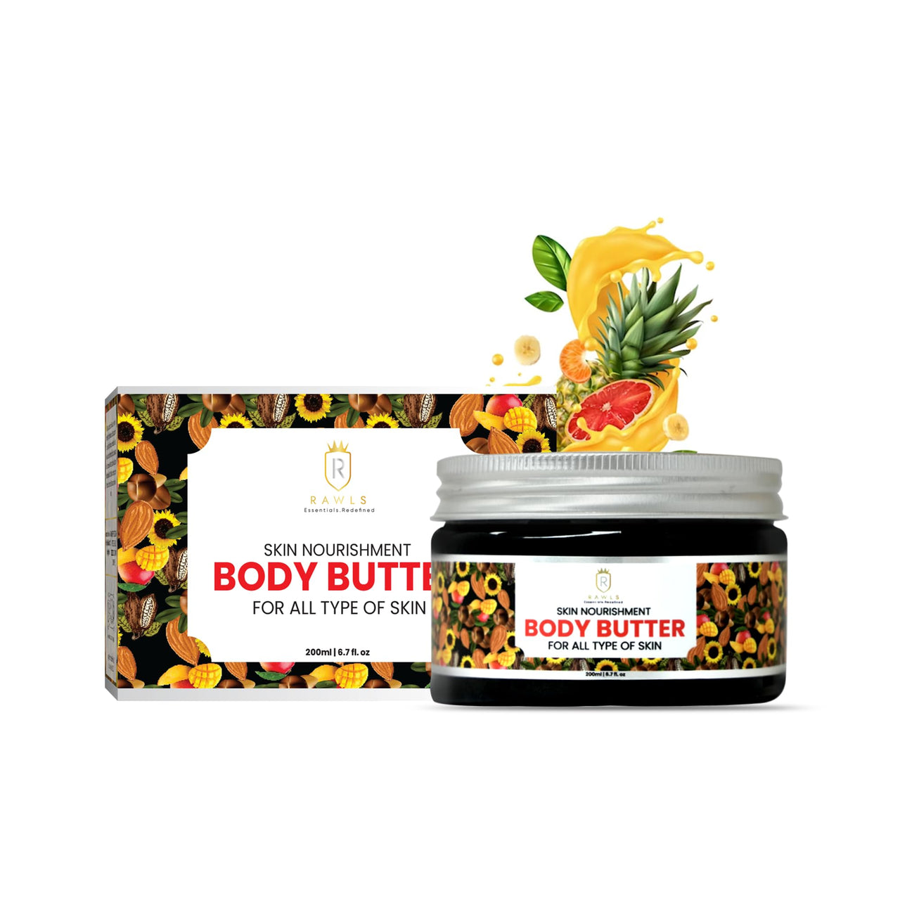 RAWLS Deep Nourishing Body Butter for Dry Skin, 200 ml | Winter Moisturizer with Shea Butter, Cocoa Butter, Mango Butter & Vitamin E | Intense Hydration & Deep Nourishment | Non-Greasy | SLS & Paraben-Free