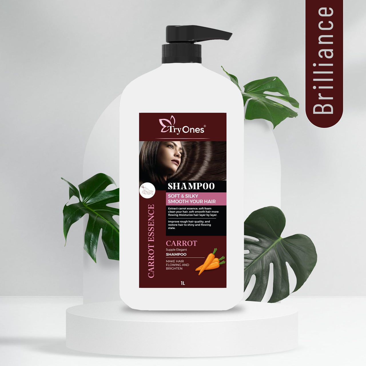 TryOnes Carrot Shampoo for Men & Women Dry & Frizzy Hair | Helps Control Hair Fall & Promotes Hair Growth Shampoo_1000 ML