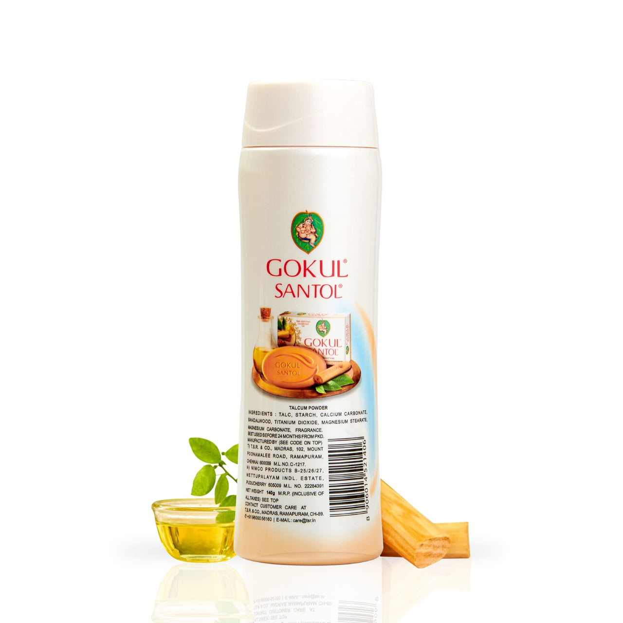 Gokul Santol Pure Sandalwood Talcum Powder | 300g | Long-Lasting Soothing Fragrance | Natural Sweat & Oil Absorption | Refreshing & Healthy Glowing Complexion