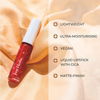 Just Herbs Ayurvedic Creamy Matte Long Lasting Liquid Lipstick, Lightweight & Hydrating Lip Colour with Liquorice & Sweet Almond Oil - Dusty Rose