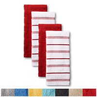 KitchenAid Albany Kitchen Towel 4-Pack Set, Passion Red/White, 16