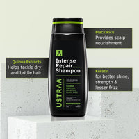 Ustraa Intense Repair Shampoo - 250 ml - Set of 2 | Fiber Restoration Technology | Helps Protect & Restore Hair Bonds | with Black Rice, Quinoa Extracts & Keratin | No SLS, No Paraben
