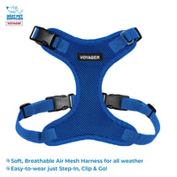 Voyager Step-in Lock Dog Harness w Reflective Dog Leash Combo Set with Neoprene Handle 5ft - Supports Small, Medium and Large Breed Puppies/Cats by Best Pet Supplies - Royal Blue, XS
