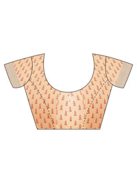 AKHILAM Women's  Linen Geometric Saree With Unstitched Boluse Piece