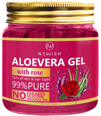 Newish 99% Pure Aloe Vera Gel with Rose for Face & Skin Care - 200 GM