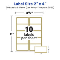 Avery Glossy Clear Labels with Metallic Gold Label Borders, 2