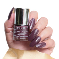 DeBelle Gel Glossy Finish Nail Polish Plum Toffee (Plum Maroon), Enriched With Natural Seaweed Extract, Cruelty Free, Toxic Free - 8 Ml