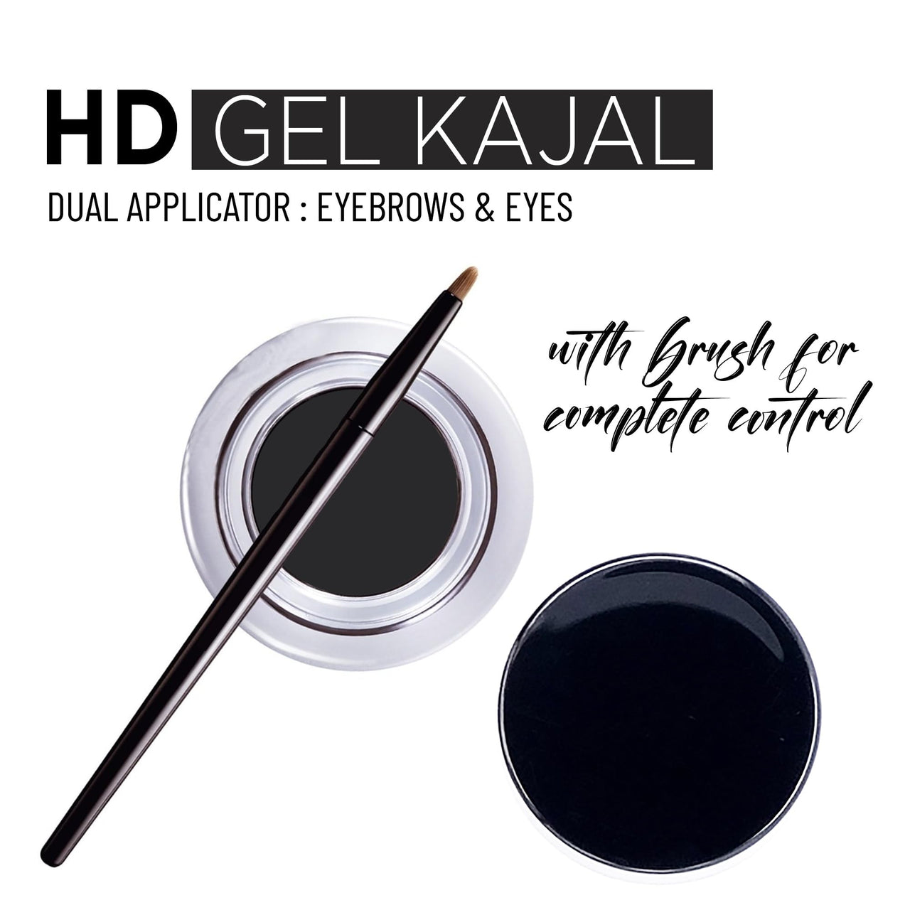 Seven Seas HD Gel Kajal, Eyebrows & eyeliner your eyes | Long Lasting| Waterproof & Smudge | Proof Black Kajal