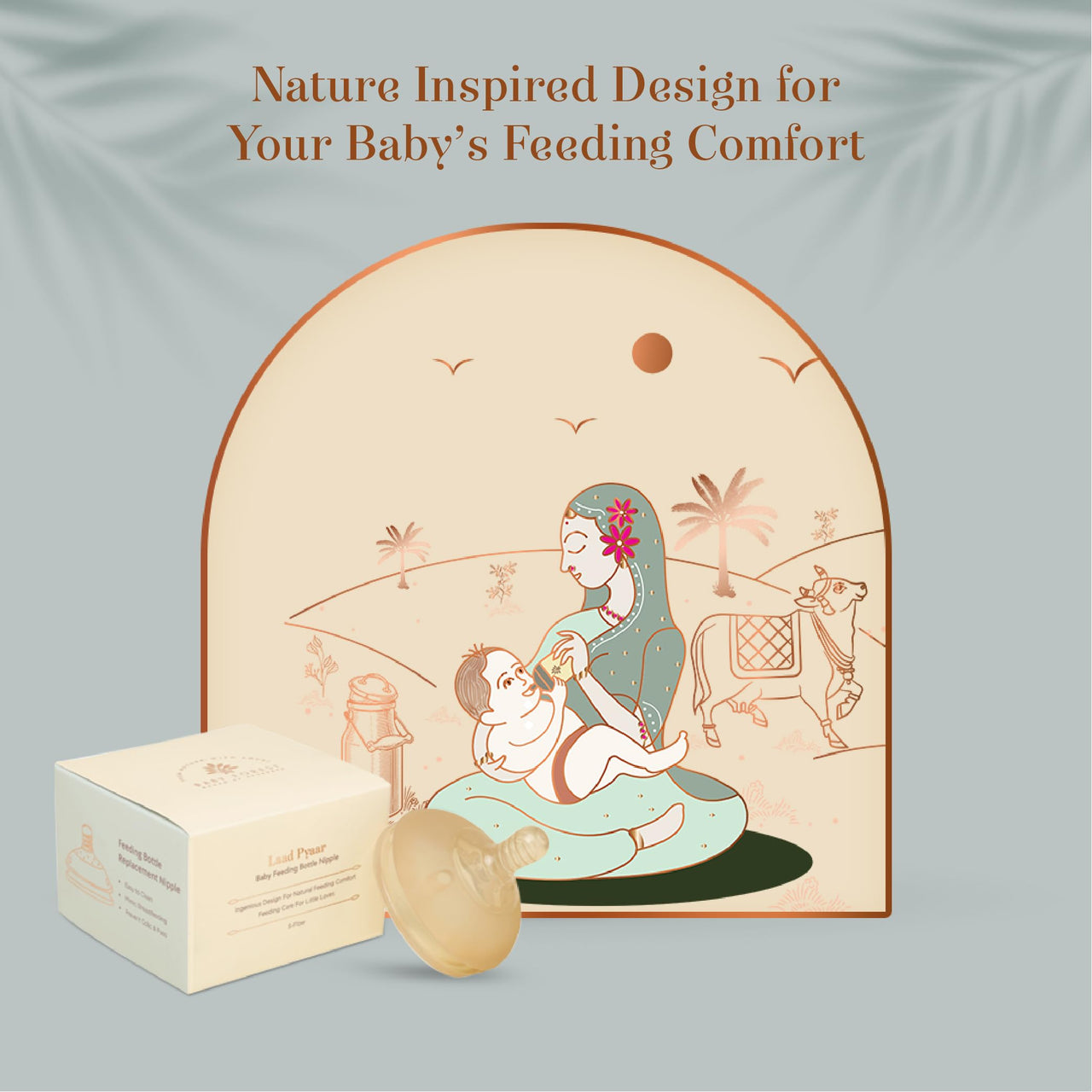 Baby Forest Laad Pyaar Feeding Bottle Replacement Nipple | Medium Flow | Easy to Clean | Mimic Feeding | Prevent Colic & Fuss | Dual Anti-Colic Vent