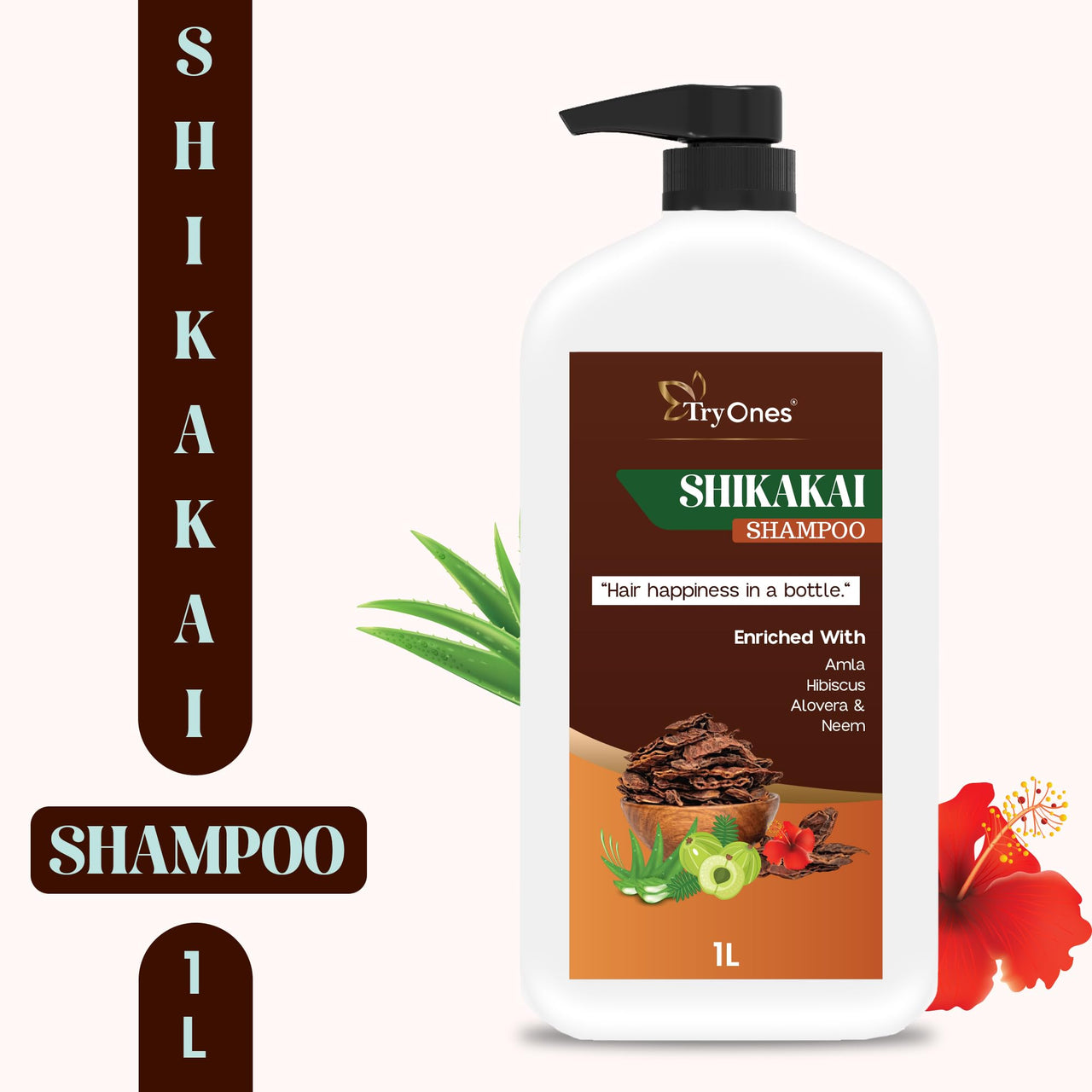 TryOnes SHIKAKAI Hair Shampoo With Herbal Amla Reetha Shikakai For Men & Women, Totally Organic 1000 ml