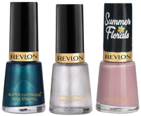 Revlon Nail Enamel & Revlon Summer Florals, Wax Flower, 8Ml; Peacock Blue, Glossy Finish; Matte Finish, Pure Pearl
