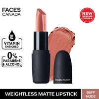 FACESCANADA Ultime Pro A Matte Made In Heaven Ink Pencil Eyeliner - Black, 1.2 Ml& Weightless Matte Lipstick - Buff Nude 05 (Brown), 4.5G