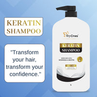 TryOnes Keratin Shampoo, for Straighter, Shinier Hair, with Keratin Nourishes Dry Hair, Controls Frizz, for Men & Women 1000 ml