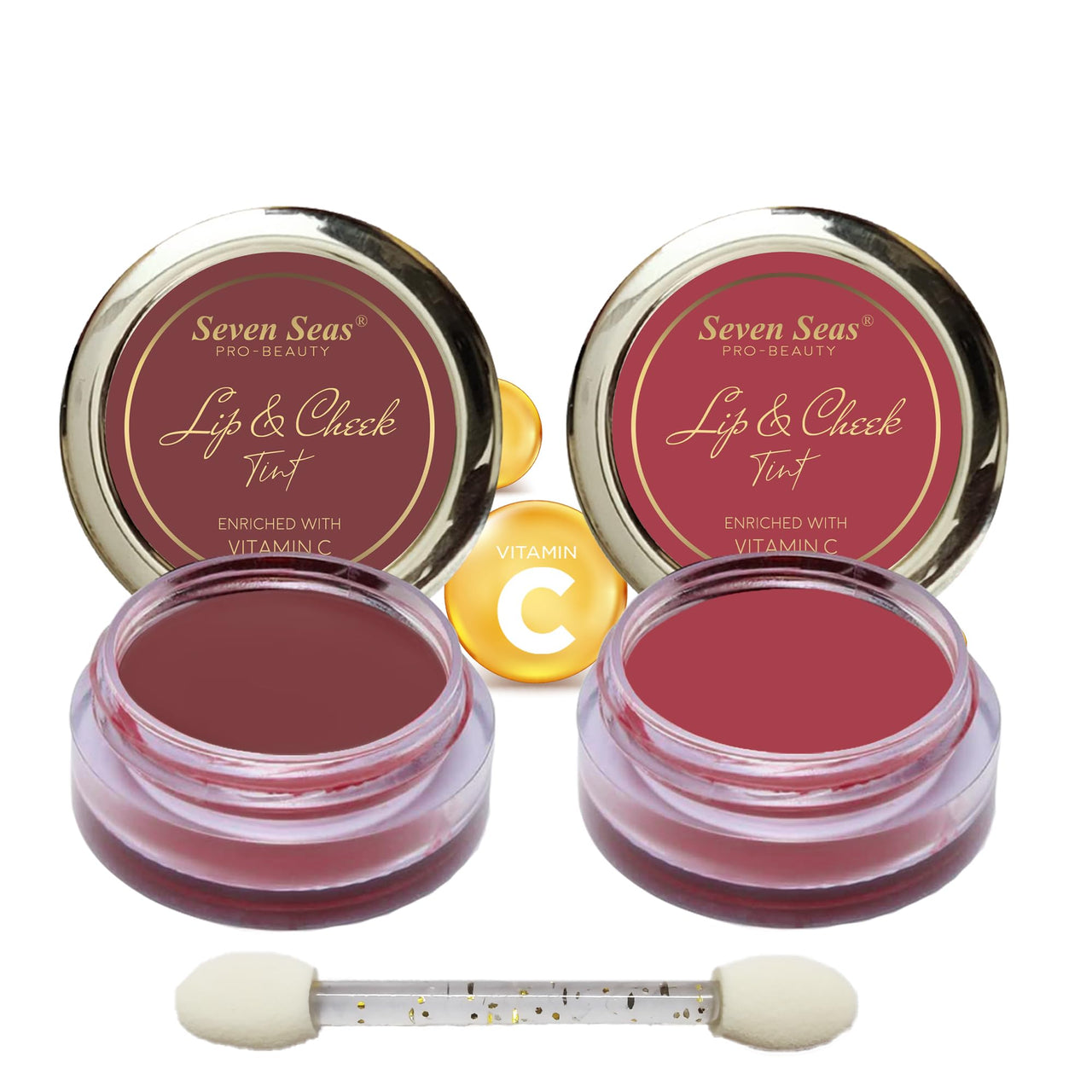 Seven Seas Lips & Cheek Tint Combo Pack of 2 | Matte Natural Blush for Women | Lip Tint with Vitamin E | Nourishing Cheek Tint (Copper Rust, Hippie Pink)