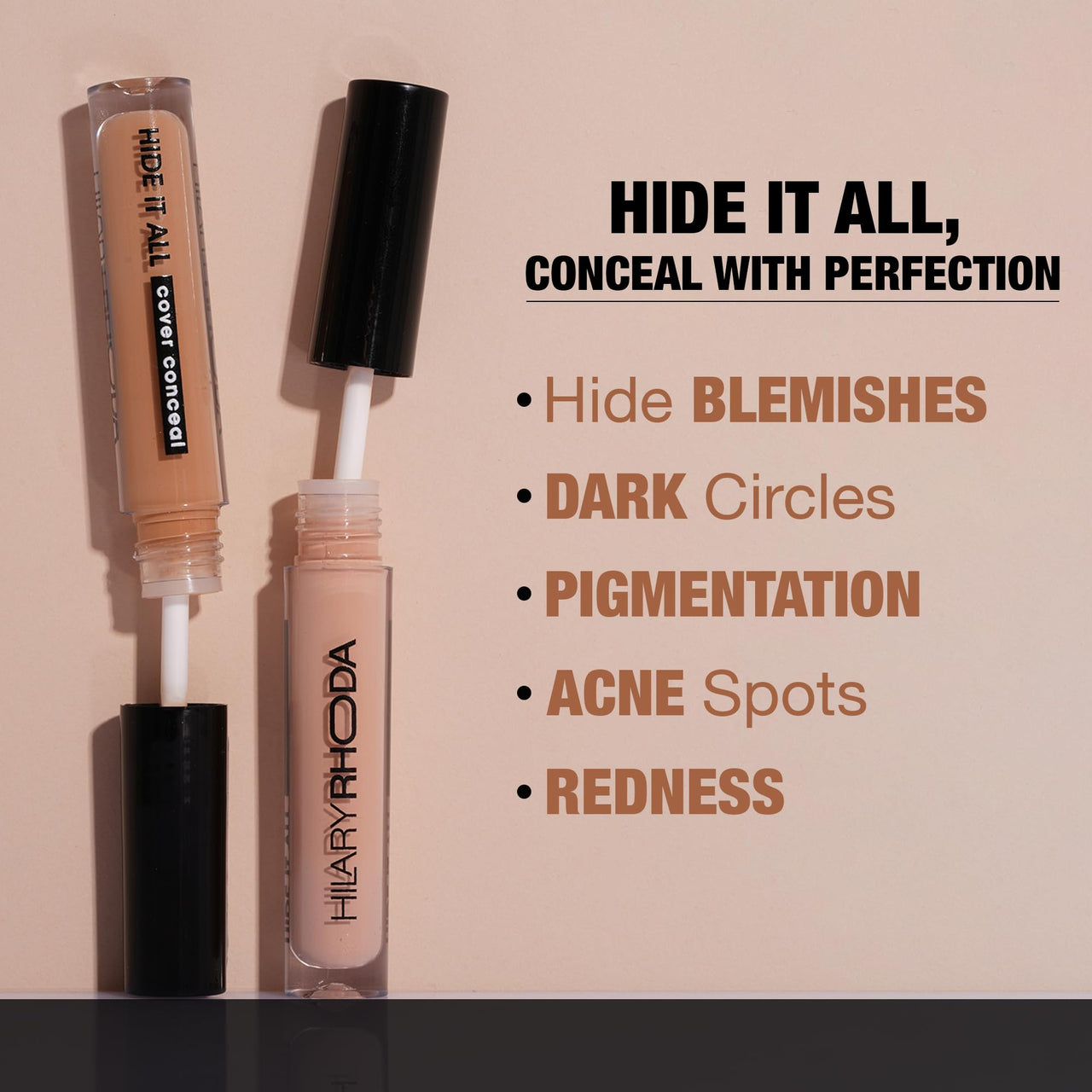 Hilary Rhoda Hide It All Cover Conceal | Conceals Masks, Scars & Dark Circles | High Coverage Concealer | With Shea Butter | Matte Finish | Cruelty-Free & Vegan (Natural - Shade 4, 3.7ml)