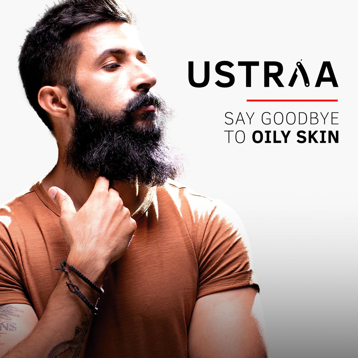 Ustraa Quick Action De-Tan Facial Kit for Men - Set of 4 | De-Tan Face Scrub - 100g | De-Tan Face Mask Oily Skin - 125g | 20% Vitamin C Face Serum - 30ml | De-Tan Cream - 50g | Effective Tan Removal