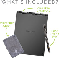 Rocketbook Flip - with 1 Pilot Frixion Pen & 1 Microfiber Cloth Included - Gray Cover, Letter Size (8.5