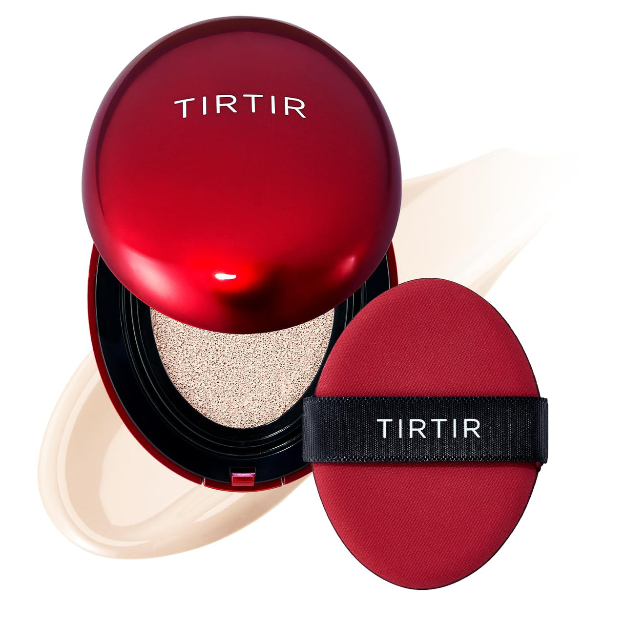 TIRTIR Mask Fit Red Cushion Foundation, Full coverage, Skin fit, Satin Glow Finish, Korean Cushion Foundation #10C SHELL, 4.5g
