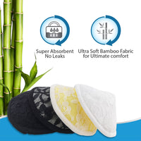 LuvLap Natural Bamboo Washable Nursing Breast Pads for Breast feeding mothers, Beautiful Lace Style, Contoured Shape for snug fit, Nipple Pad, Includes Laundry Bag, Super absorption, 10Pc