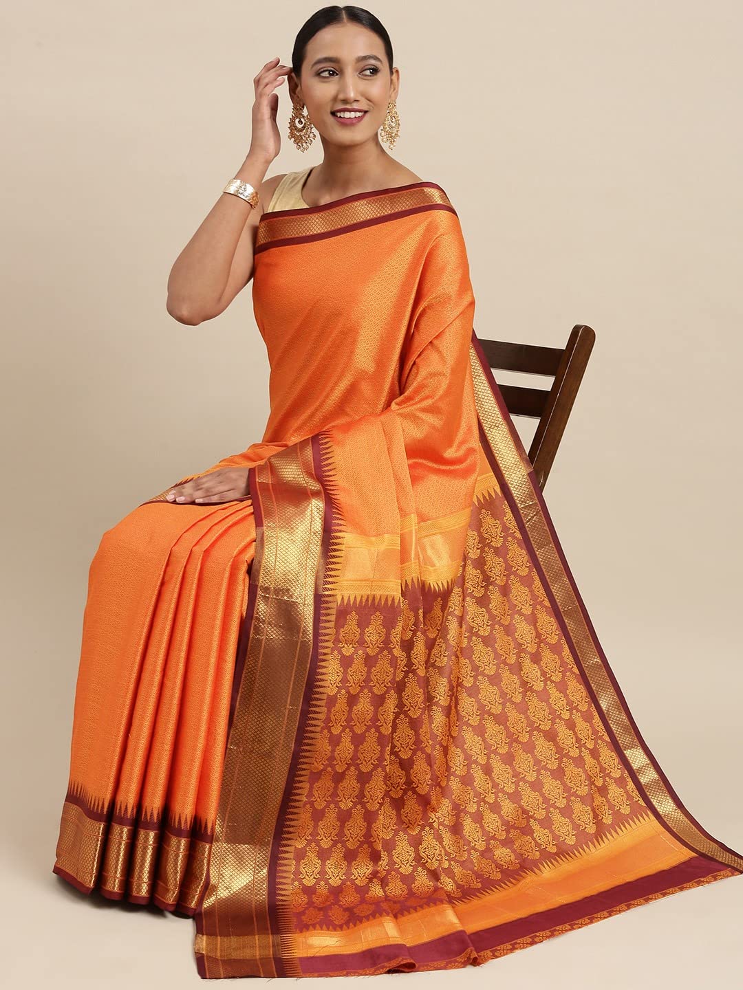 Pandadi Saree Women's  Cotton Silk Saree With Blouse Piece