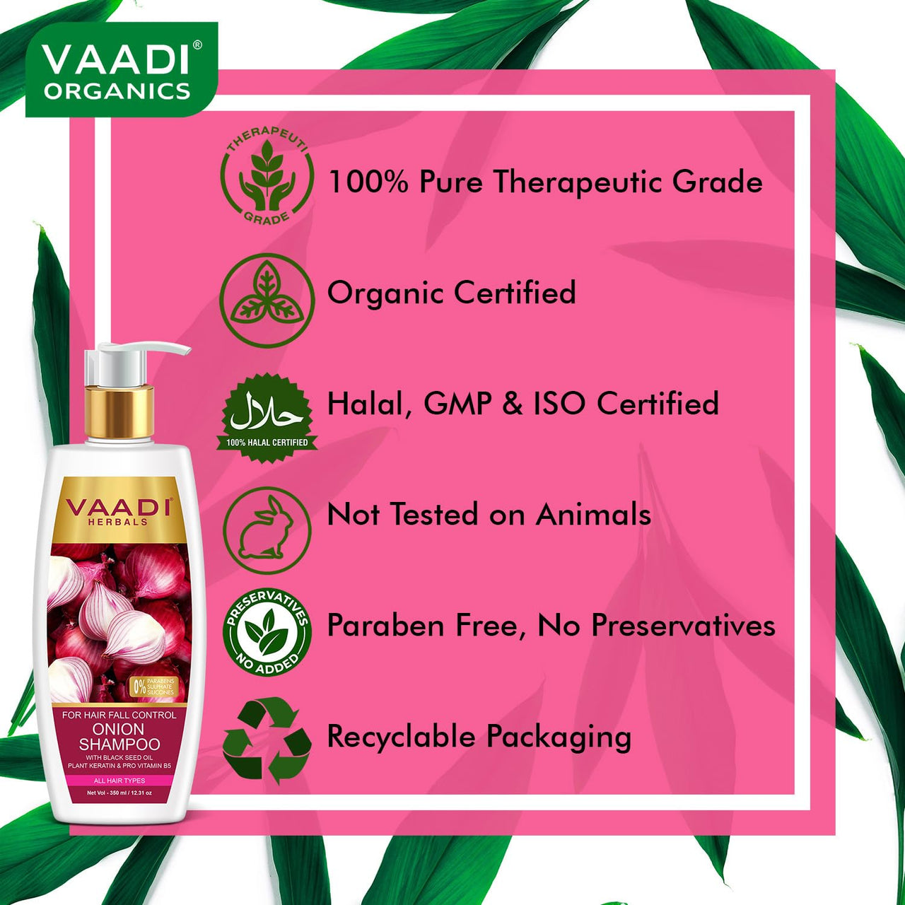 Vaadi Herbals Onion Shampoo for Hair Fall Control (350 ml)