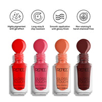 Renee Very Matte - Pack Of 4 Matte Lipsticks & Madness Ph Lipstick 3Gm Lipstick With Glossy Pink Payoff-Long Lasting Nourishment, Enriched With Vitamin E & Renee Gloss Touch Nail Paint, Set Of 4