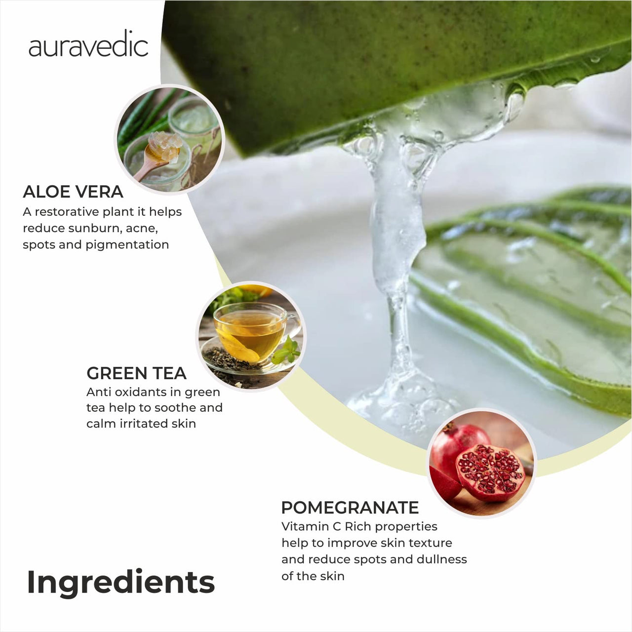 Auravedic Pure Aloe Vera Gel With Green Tea – Pack of 2 (200gm Each), Multi-Purpose Gel For Face, Hair, Under Eyes & Acne, Hydrating & Paraben-Free Formula For Glowing Skin