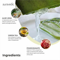 Auravedic Pure Aloe Vera Gel With Green Tea – Pack of 2 (200gm Each), Multi-Purpose Gel For Face, Hair, Under Eyes & Acne, Hydrating & Paraben-Free Formula For Glowing Skin