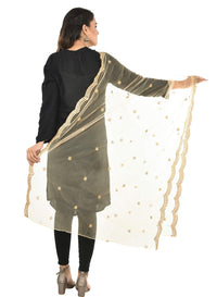 YOUTHQUAKE Heavy Embellished Plastic Mirror Net Dupatta for Womens & Girls