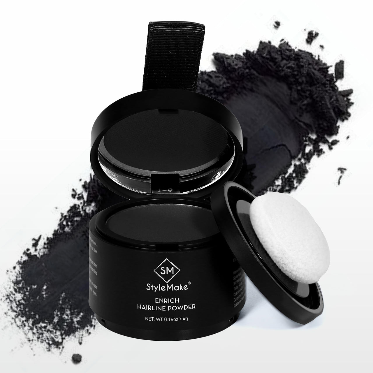 StyleMake Enrich Hairline Powder for Women & Men | Root Touch Up for Grey Hair | Toppers | Cover-Up Powder | Instantly Covers Loss, Patches, and Grey on Beard (Black, 4 g)
