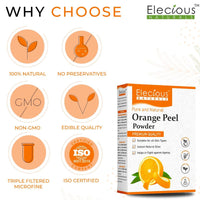 Elecious Orange Peel Powder For Skin and Face (200 Grams) | No Chemical, No preservative | Help in Tan Removal, Face cleansing and make skin glowing