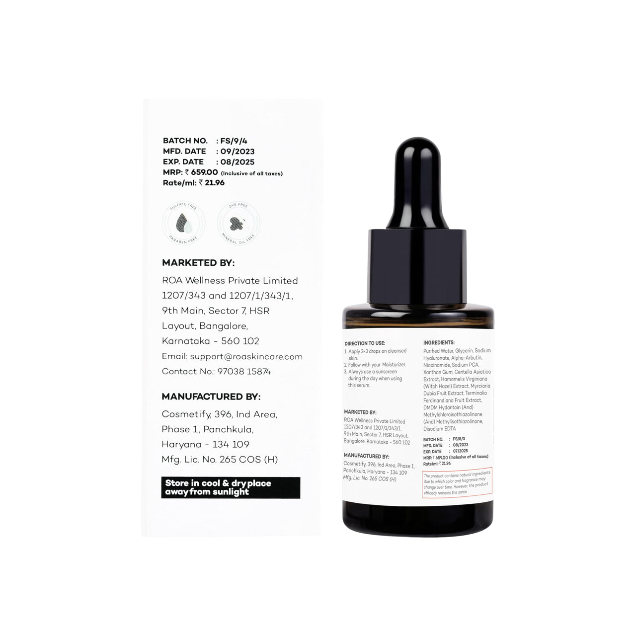 R.O.A Skincare BRIGHT 10% Vitamin C face serum for Men and women 30ml | Brightening glow Vitamin C face serum for dry sensitive or combination skin with Orange, Kakadu plum and Camu Camu extract