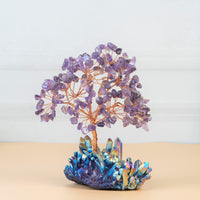 Amethyst Crystal Tree of Life - Rainbow Titanium Cluster Base, Handmade Gemstone Tree, Chakra Tree of Life, Artificial Tree, Crystal Decorations - Feng Shui Tree, Healing Crystals, Spiritual Gifts Amethyst Cluster