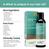 Avimee Herbal Keshpallav Hair Oil For Men & Women | Promotes Hair Growth & Reduces Hair Fall | With Rosemary, Castor, Amla, Coconut and Bhringraj Oil | Mineral Oil Free | 100 ml