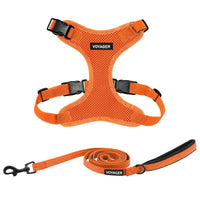 Voyager Step-in Lock Dog Harness w Reflective Dog Leash Combo Set with Neoprene Handle 5ft - Supports Small, Medium and Large Breed Puppies/Cats by Best Pet Supplies - Orange, XS